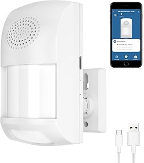 Smart Motion Sensor, WiFi Wireless Security Alarm,110dB Sound and Light Alarm, Free App Alerts, Home Security PIR Motion Detector with 4 Alarm Modes, Compatible with Alexa, Siri