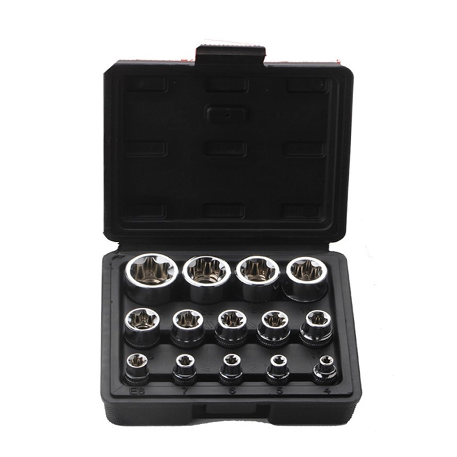 14 szt. Zestaw gniazd żeńskich E Star Torx narzędzie do konserwacji samochodu E4-24mm zewnętrzna Zestaw przedłużek(Black)