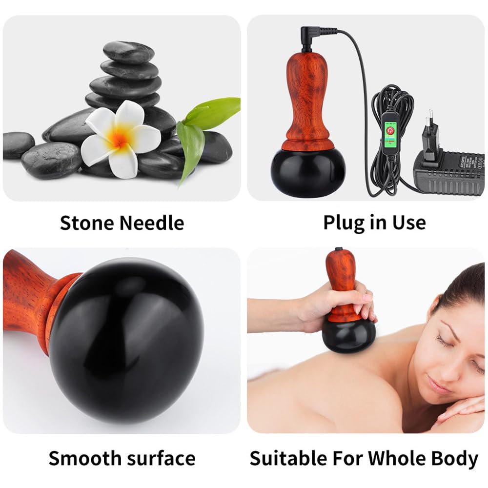 Masajeador Eléctrico De Piedras Calientes Gua Sha, Control De Temperatura De Cinco Velocidades, Para Relajación En Casa Y Alivio Del Dolor, Para Rostro,Ojos,Abdomen,Espalda,Piernas,Cintura Y Manos