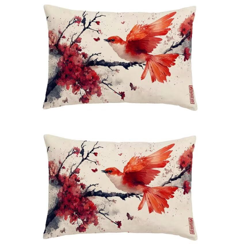 Taie oreiller 60x90cm lin orange brûlée coussin extérieur