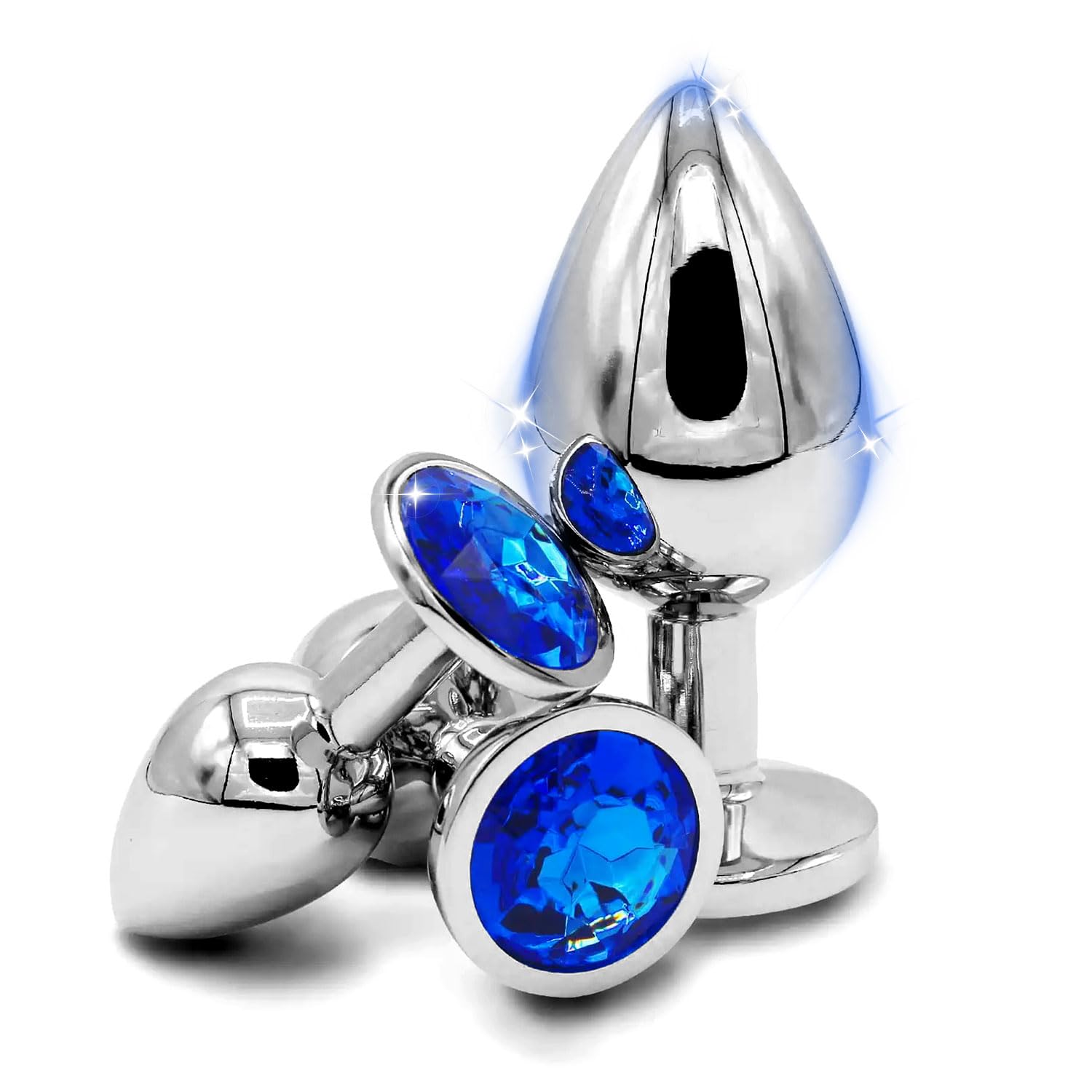 HbM1-3 Pezzi In Acciaio Inossidabile Blue Liscio Al Tatto Dietro Ḁnâlé Ṕlūg Ða donna uomo set vìbraňte accìaìô côÐa graňÐì Ðì vôlpê silicone aňal bůtt largê man kit mêtallô vìbrazìonì pìccôlô