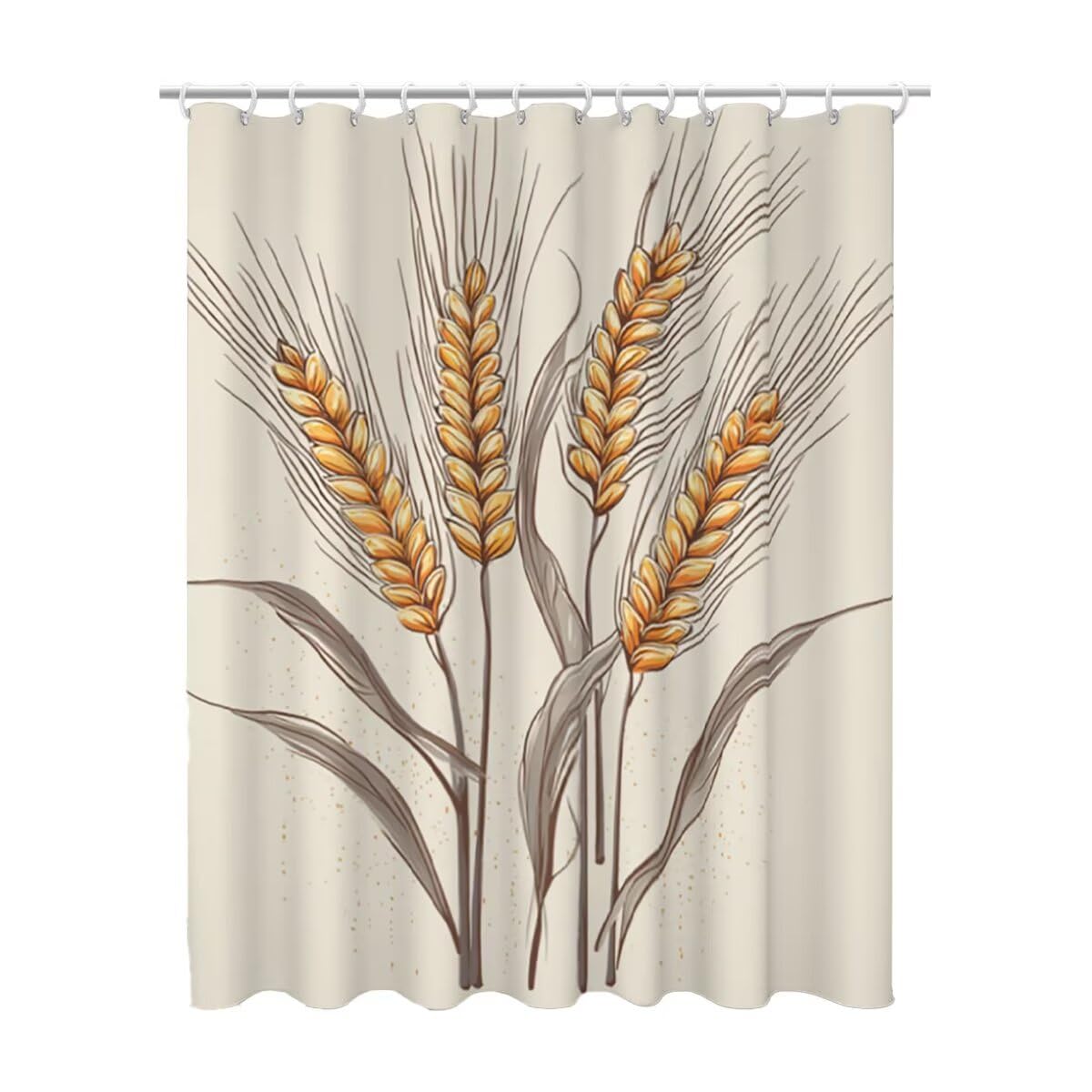 Duschvorhang 240x200 cm, Duschvorhang Beige Muster, Anlage Shower Curtains mit 12 Plastik Duschrollo Haken, Duschvorhänge mit Gewicht Waschbar Wasserdicht Stoff Polyester für Badewanne Deko, -5099
