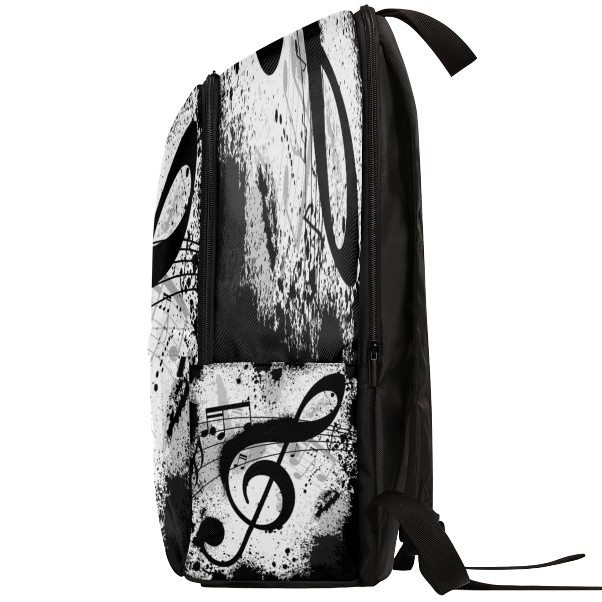 TropicalLife Noten-Rucksack für Herren, Damen, Mädchen, Jungen, Kinder, schwarz, Musiknoten, lässiger Rucksack, 17,4 l, Rucksack, Schule, Büchertasche, Reisen, Laptop-Tasche, Tagesrucksack, farbig,