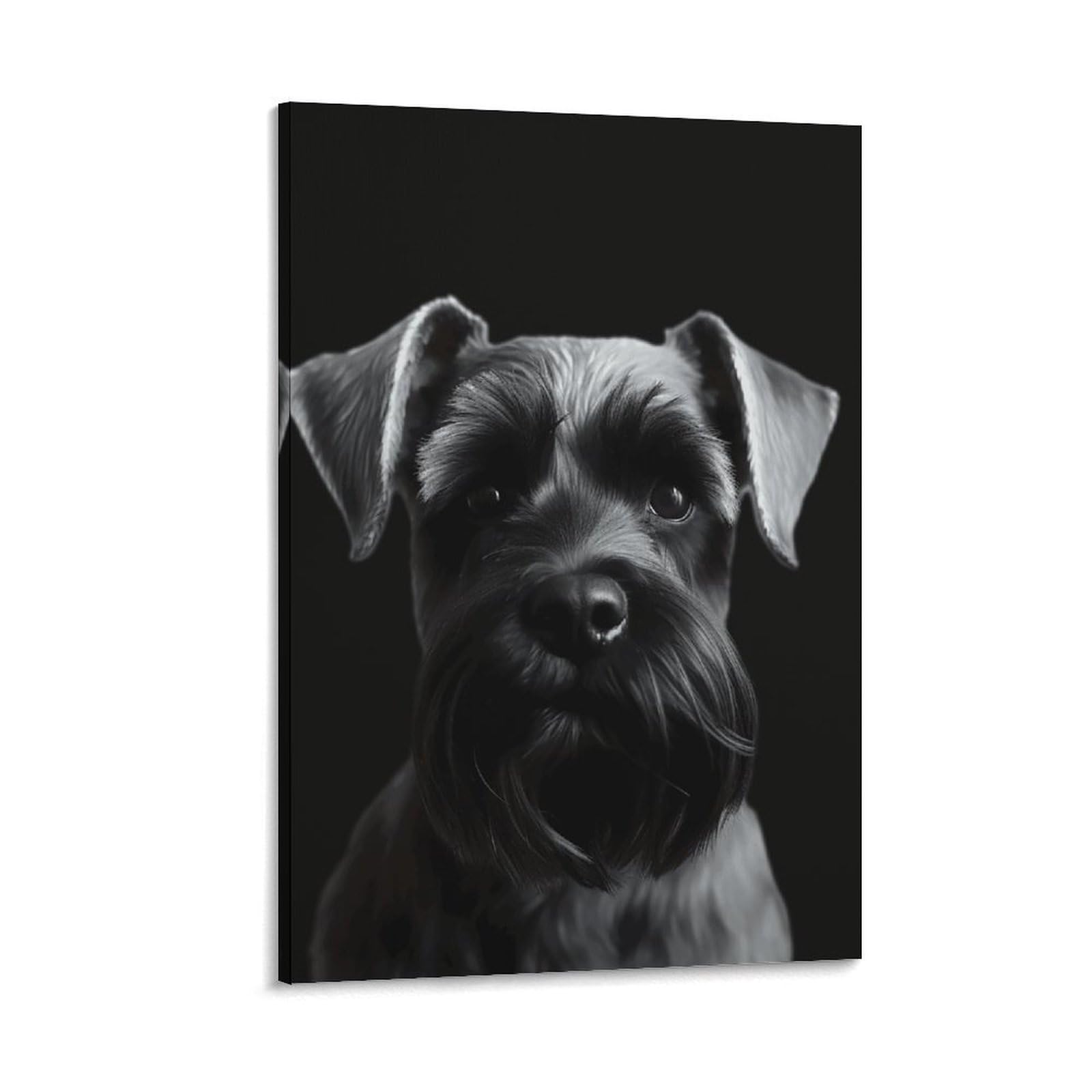 Canvas Wall Art for Living Room 16"x24" Modern Artwork Painting Pictures Hanging Canvas Prints Black Schnauzer Dog Aesthetic Wall Art for Bedroom Bathroom Office Wall Art Print Decor Black Schnauzer