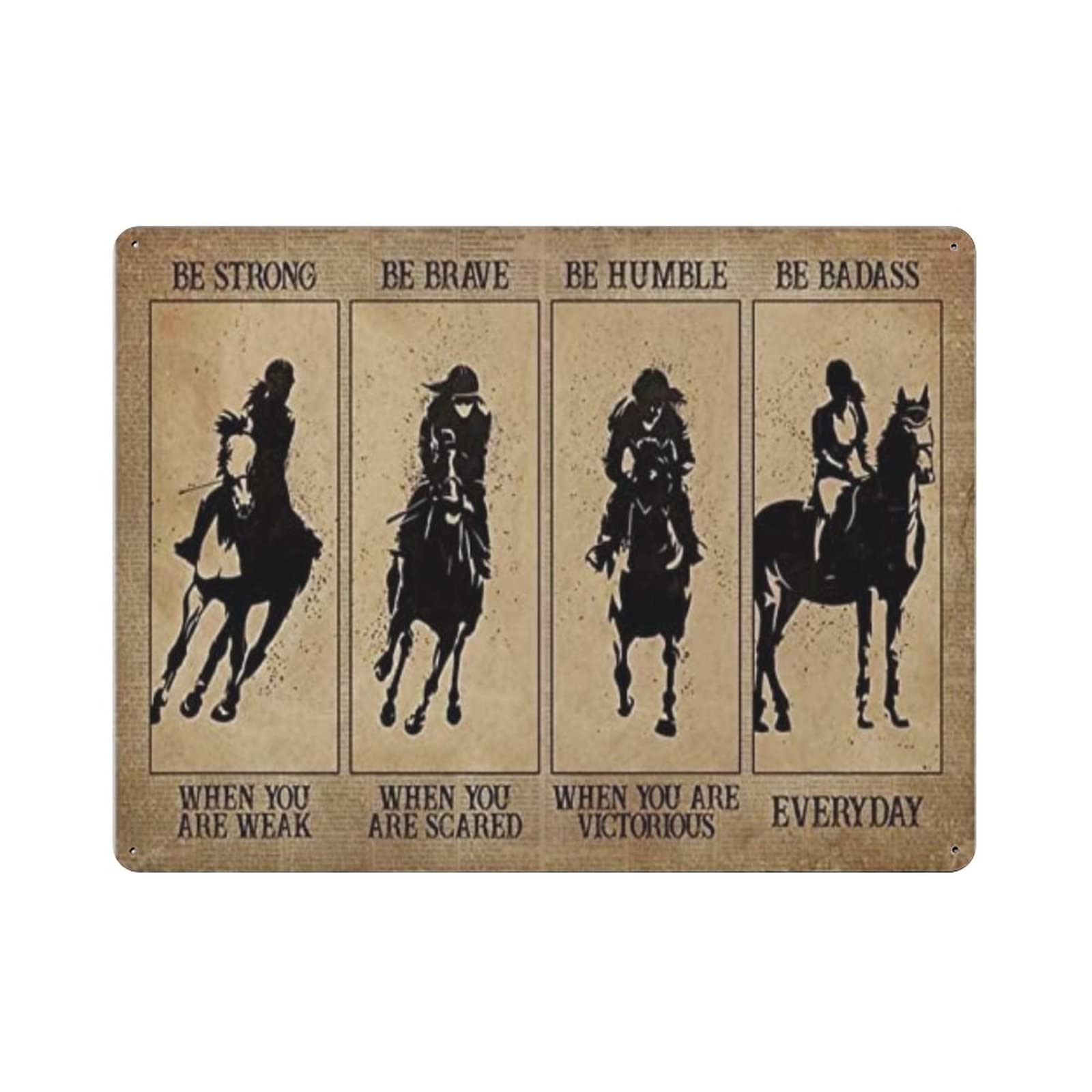 AOOEDM Cowgirl Be Strong Vintage Tin Sign Metal Tin Signs for Man Cave Funny Art Wall Plaque Kitchen Bar Pub Coffee Shop Wall Decor