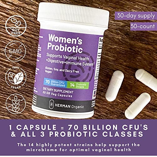 Herman Organic - Women’s & Ultra Strength Probiotic Bundle For Gut, Digestive, Colon & Vaginal Health #TOP1
