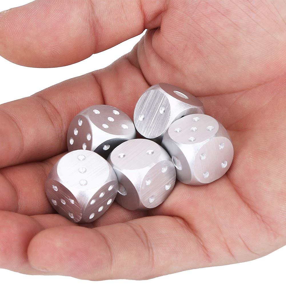 Jeu de Table en Alliage d'aluminium, 5 Pièces, Jeu de Poker, Jeu de Dés avec Boîte de Rangement (Carré)