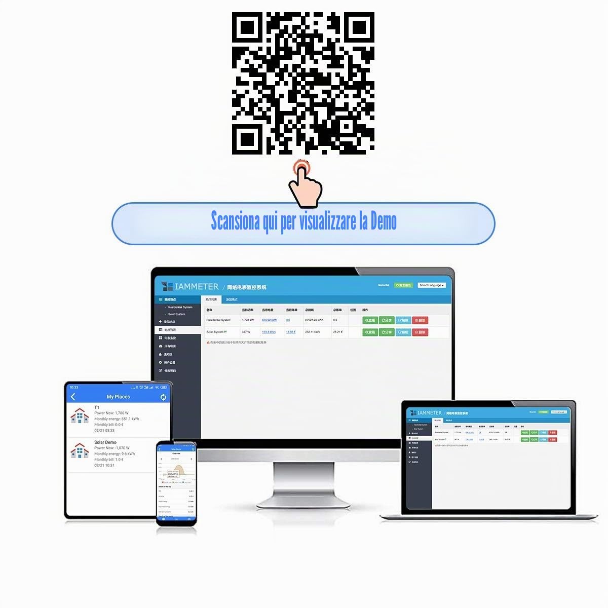 Bi-direzionale, Din Rail, Monitor Solar PV System, Power Usage Monitor, Home Assistant, NodeRed, Modbus TCP/RTU, Three Phase Energy Meter Net Energy Metering, WiFi, 150A, 50Hz, CE