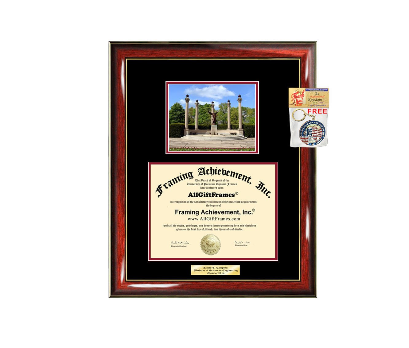 Ball State University Petite Diploma Frame - Mahogany Wood Frame With Gold Trim & School Seal - View #4