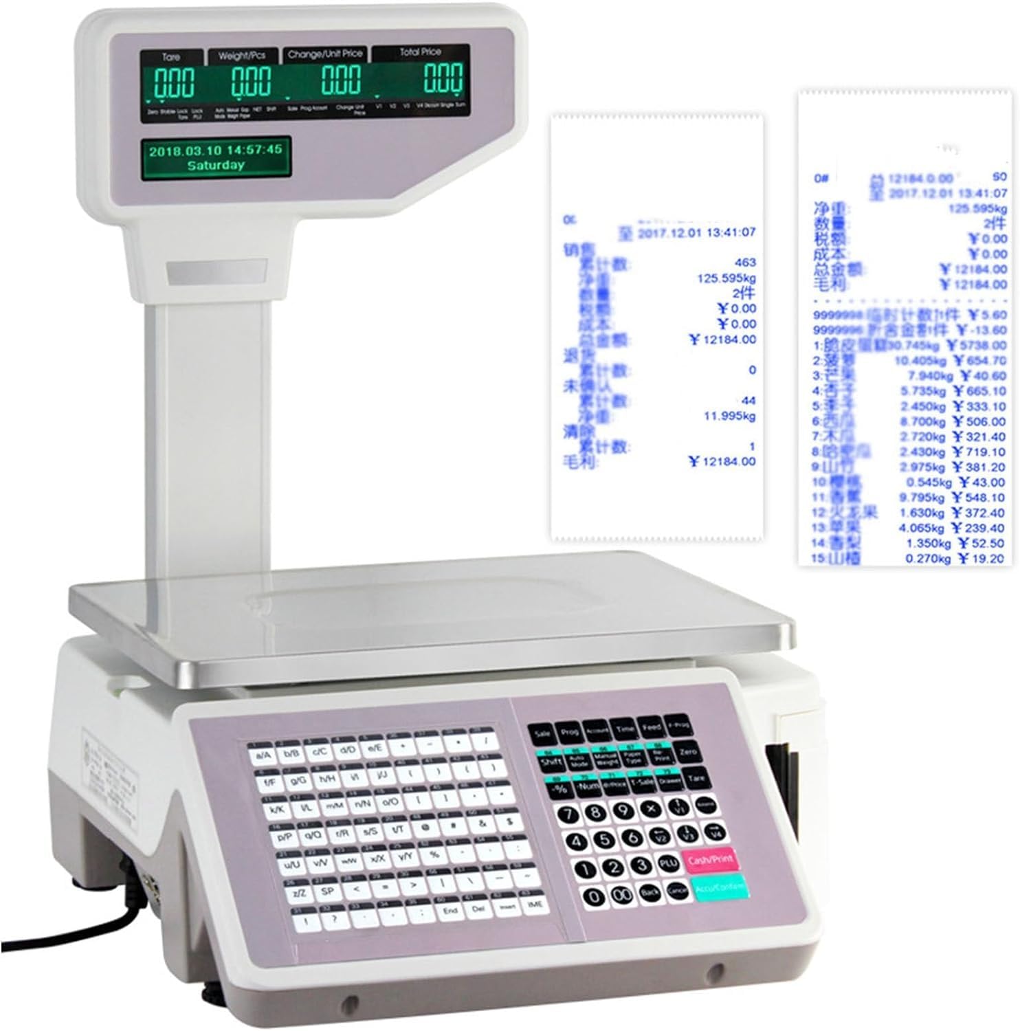 X&Z-XAOY Balanza De Impresión De Etiquetas De Precios Balanza Digital De Precios Impresora Térmica Balanza Electrónica De Código De Barras Caja Registradora Pantalla LCD De Doble Cara
