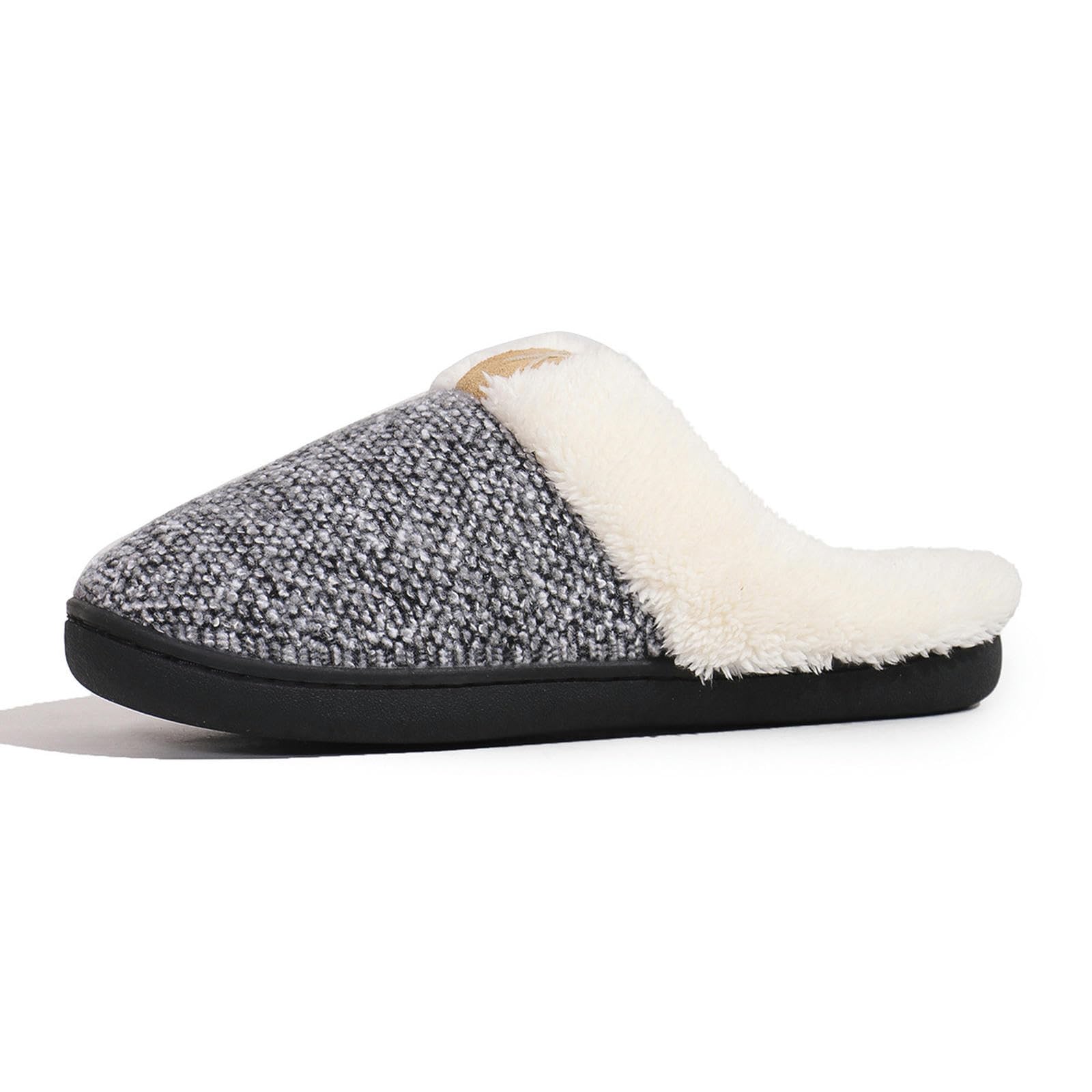 Pantofole Pantofole con Sola Spessa per Pannelli di Cotone Caldi E Non Slip Invernali con Pile Spessa-nero-40 41
