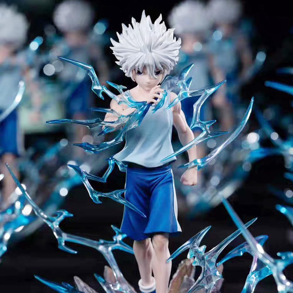 DEXSHUN Killua Zaoldyeck Figurine Figurines Anime Killua Zaoldyeck Figurine d'action avec socle Modèle Statue en PVC Objet de collection Modèle Ornements de bureau Cadeau 23 cm