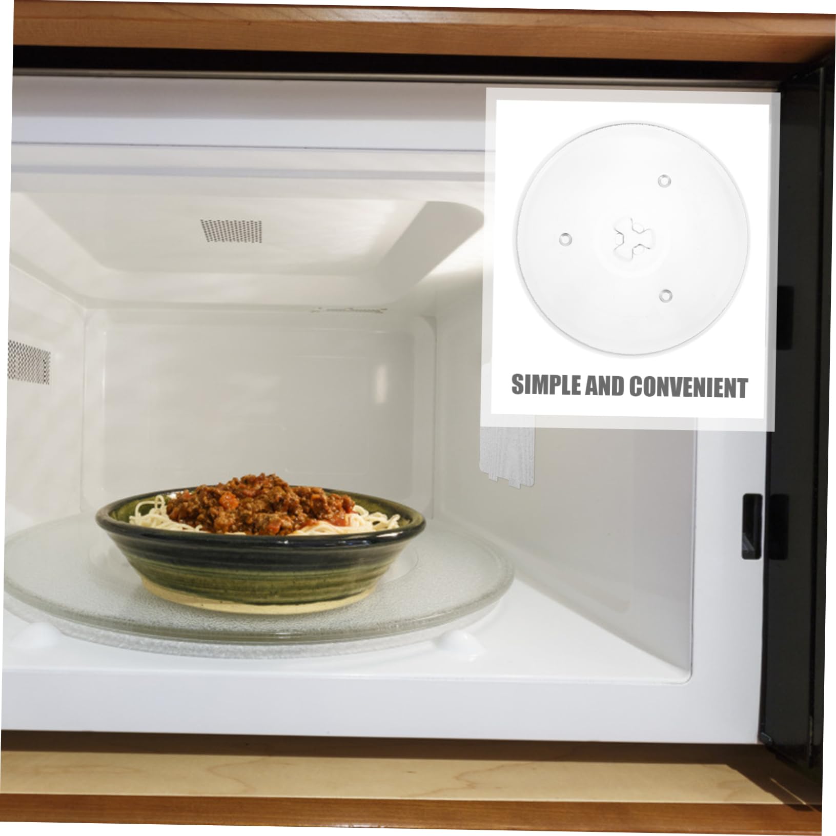 Plato Giratorio Superficie Antideslizante Bandeja Redonda de Vidrio para Microondas de 27cm, Resistente al Calor, Fácil de Limpiar Blanco