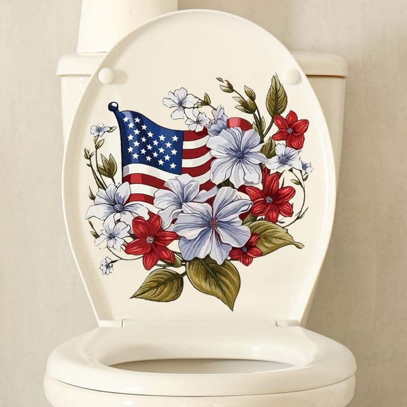 Flower Pattern Butterfly Toilet Cover Sticker Decals,Spring Butterfly Leaf Waterproof Toilet Lid Tank Seat Decals Cistern Self-Adhesive Bathroom Wall Sticker, Transparent, Paleery@FC-001