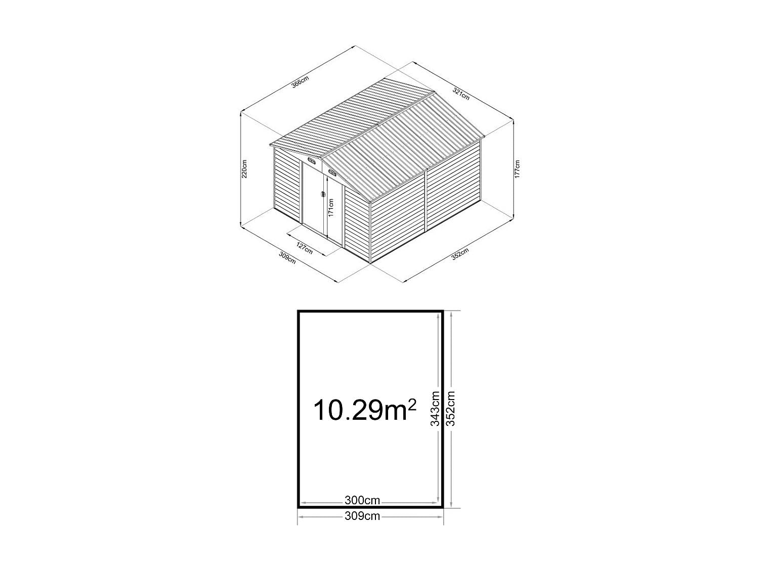 Vente-unique-Gartenhaus aus Metall, verzinkter Stahl, Holzoptik - 11,75 m² - ARSEGO