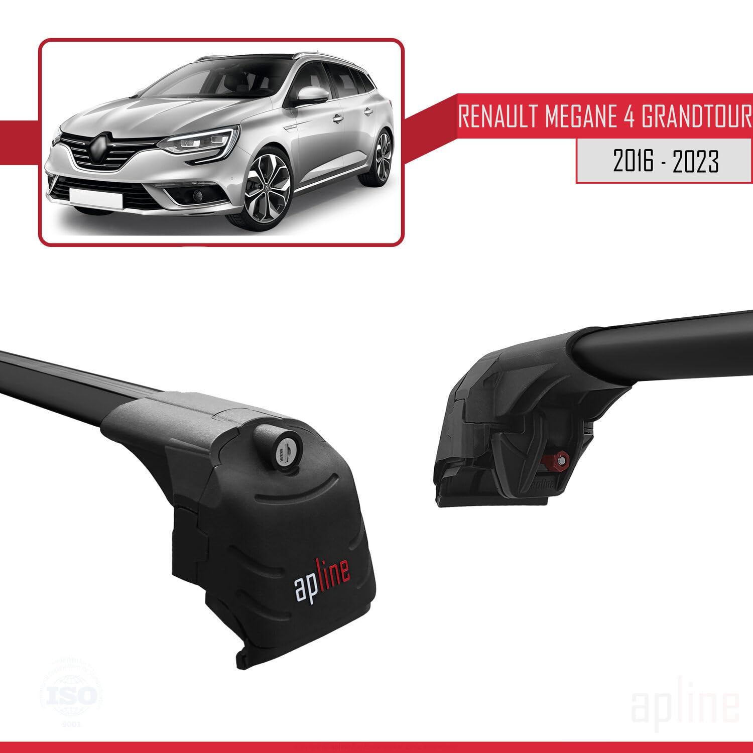 Barre Tetto Alpine ACE-2 Per Renault Megane 4 (KFB) Grandtour 2016-2023, Portapacchi In Alluminio Grigio