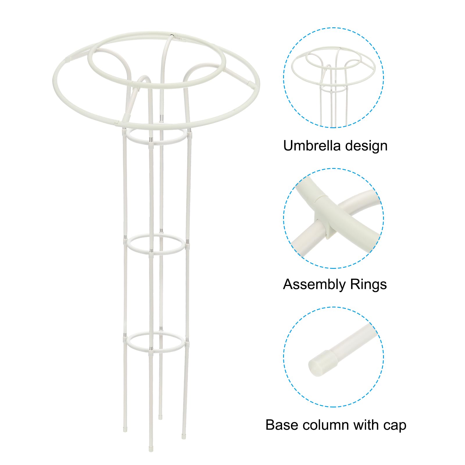 PATIKIL Garden Trellis for Climbing Plants Outdoor 145cm Vertical Metal Umbrella Plant Trellis Tower Frame for Vine Vegetable Fruit Flower Support Indoor,White - Image 4