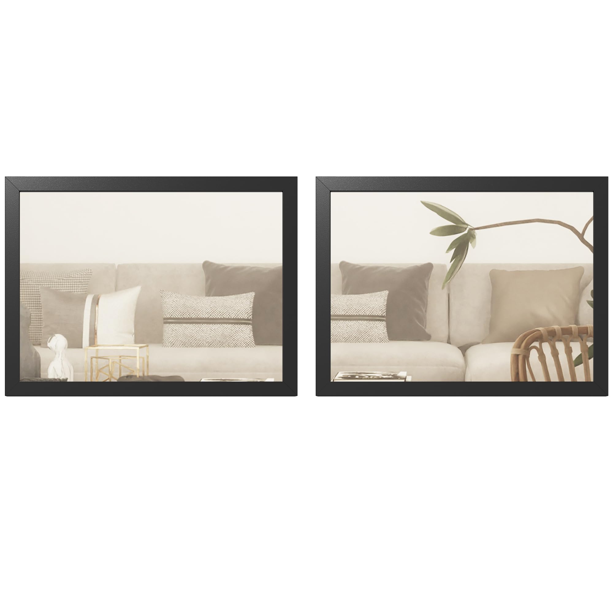 HOMCOM Decorative Rectangular Wall Mirror, 40 x 30 cm Wall-Mounted Bathroom Mirror for Living Room, Bedroom, Hallway, Set of 2, Black