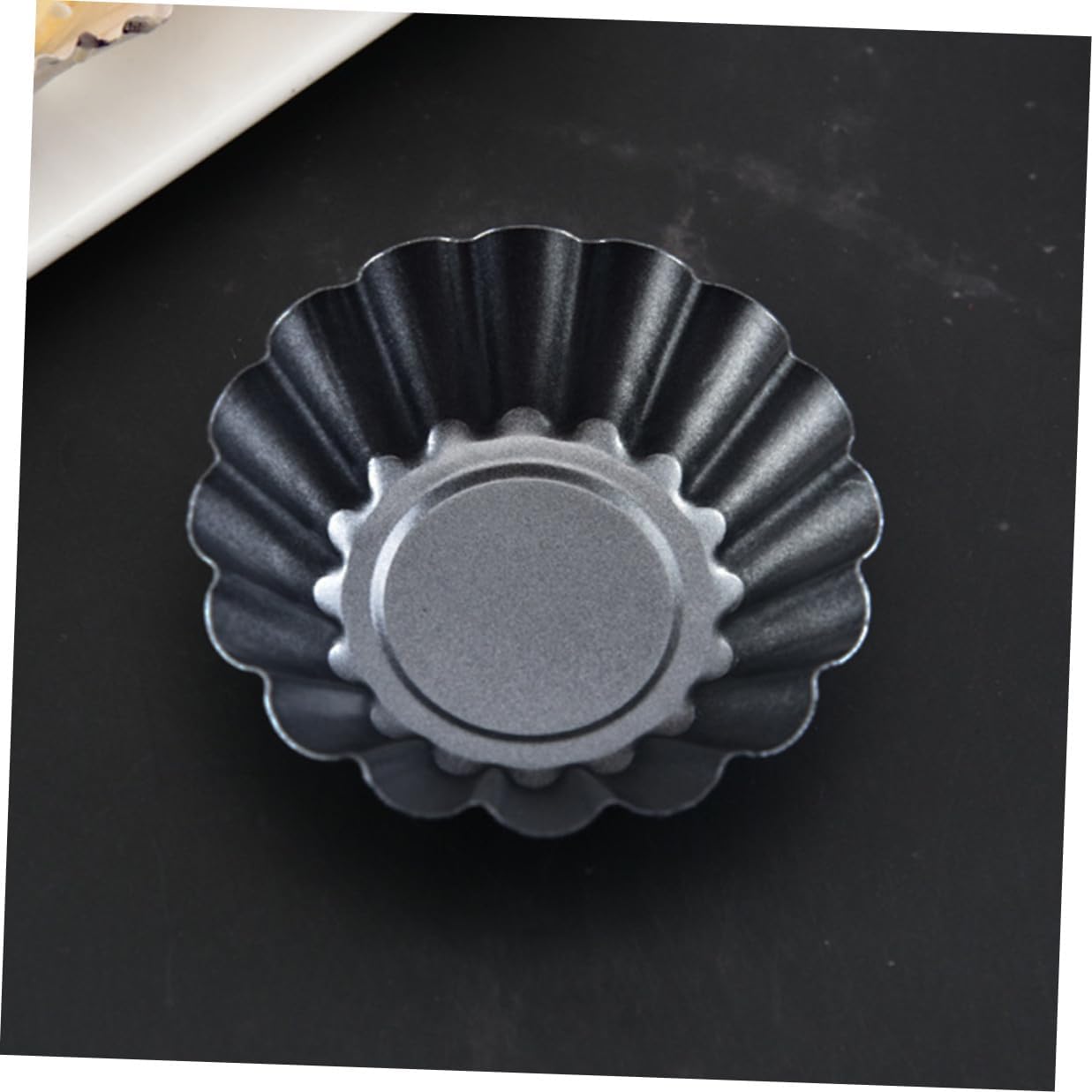 ULTECHNOVO Carbon Steel Egg Tart Mold Mini Tart Baking Cups Set 7.5cm Silicone Brush for DIY Baking Pudding Cupcake Dessert Kitchen Use
