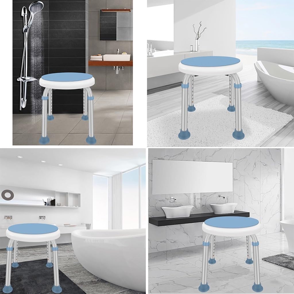 Silla de ducha giratoria de 360 ​​grados, taburete de ducha de altura ajustable, banco de asiento de bañera con puntas de goma antideslizantes, for personas mayores, discapacitados, discapacitados, he