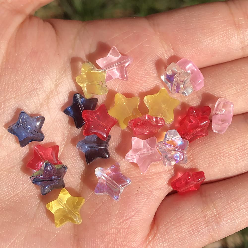 100 Stück Glas-Sternperlen, 8 Mm Bunt – Bastelperlen Für Schmuck, Armbänder, Halsketten