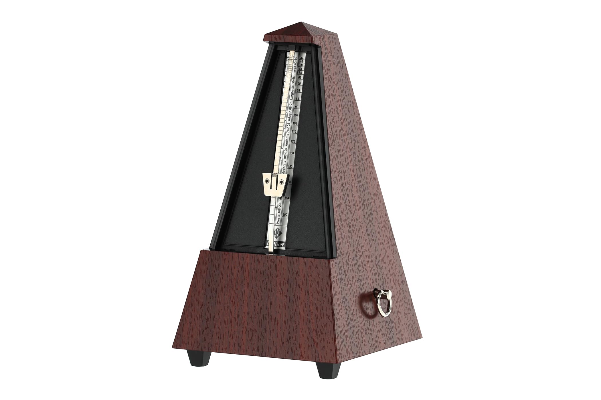 Wittner Metronomo Taktell Forma piramide Sistema Maelzel Serie 845 - Custodia in plastica - Senza campana - Effetto mogano - Meccanico a carica - Non sono necessarie batterie - Made in Germany
