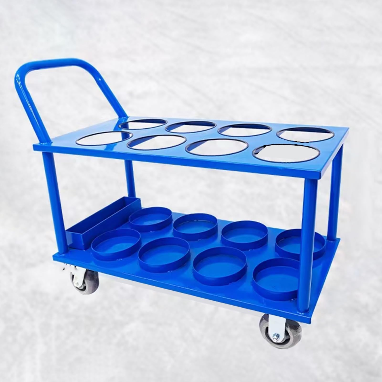 GTHTUHFD Gas Cylinder Rack, Oxygen Cylinder Rack Cart Holds 4/6 /8 Tanks, Heavy-Duty Trolley With 4 Wheels,Blue-4 Slots,Blue-8 slots