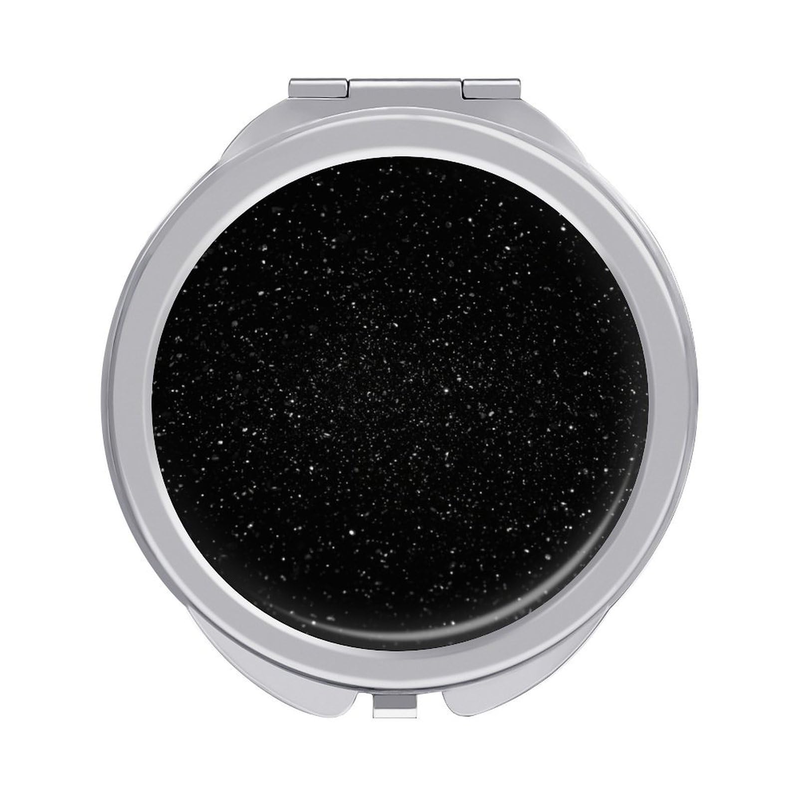 JTREHY Black Glitter Makeup Mirror Silver Mirror Surface Folding Makeups Mirrors Lightweight Durable Looking Glass for Suitable Traveling Handbag and Purses