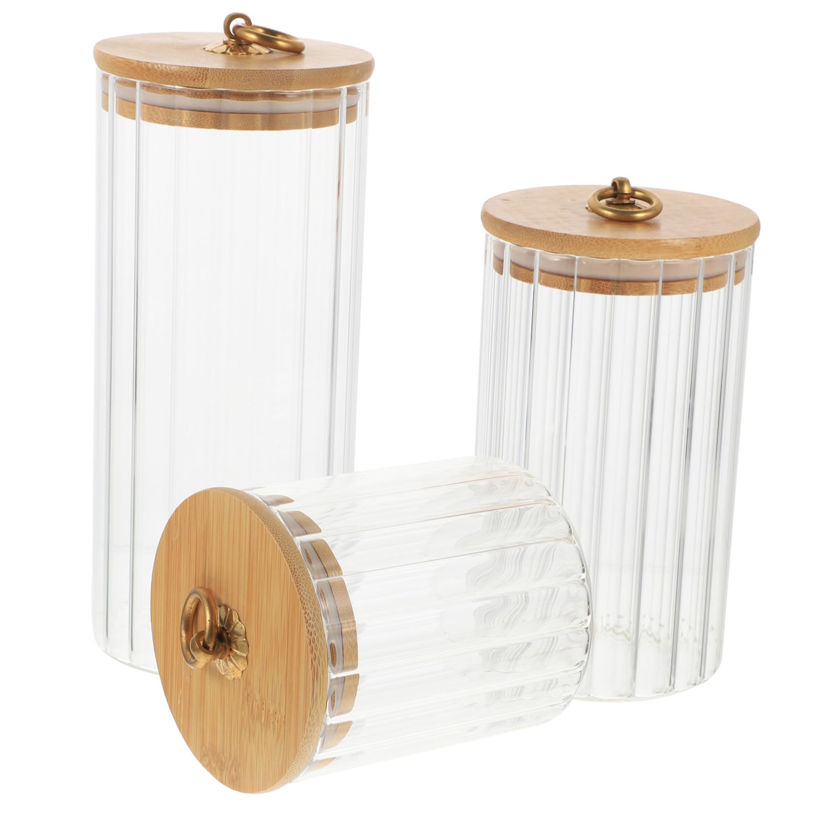 3 Stück Luftdichte Glasvorratsgläser mit Bambusdeckel, 550/850/1150ml