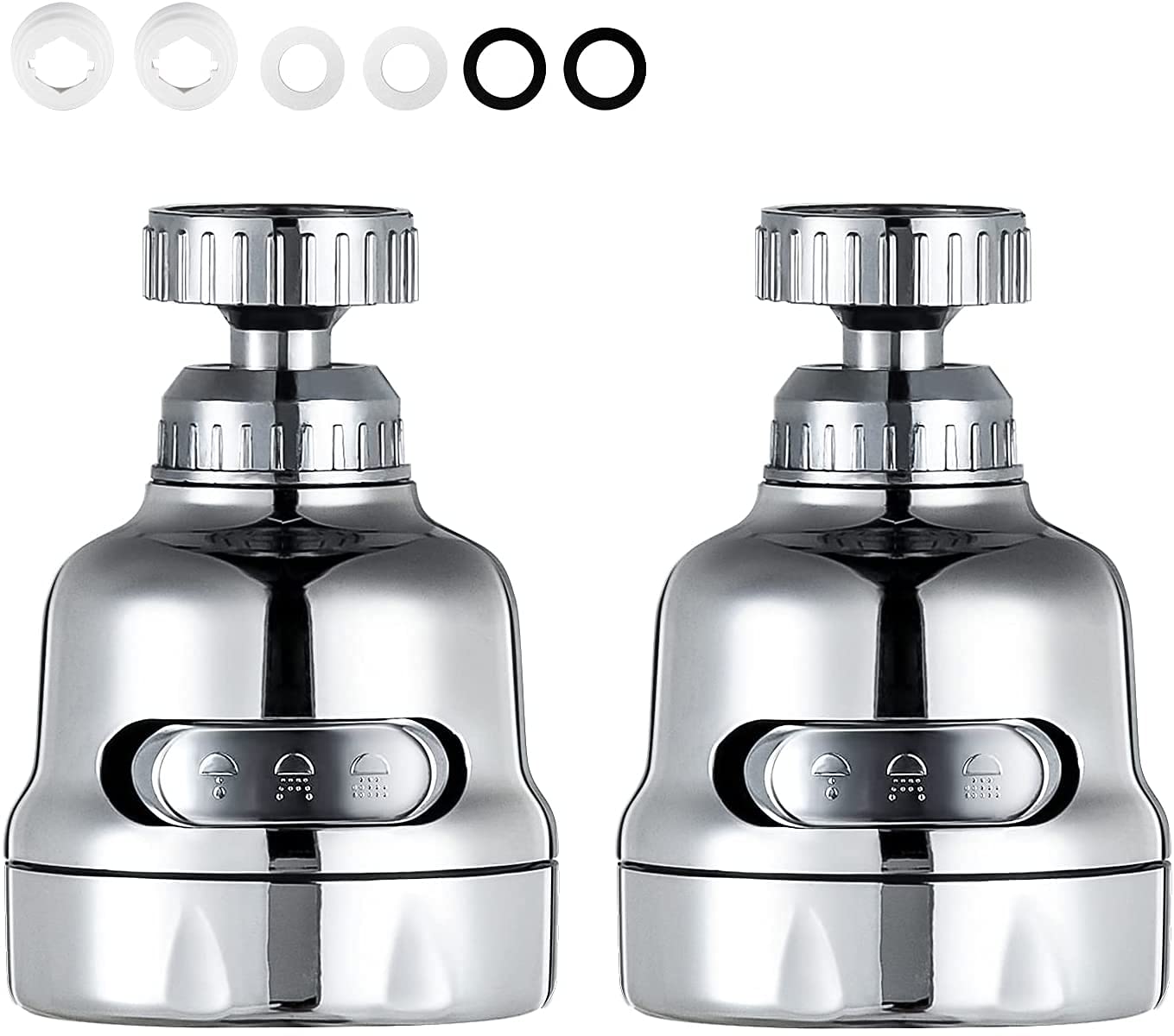 SIYANSHU 2Pcs 3 Mode Adjustable Faucet Sprayer Attachment 360 Degree Rotating Faucet Aerator Kitchen Sink Tap Head Water Saving Extend Nozzle Chrome Plated, Pack Of-2 (B09RHB17R8) Amazon Price History, Amazon Price Tracker
