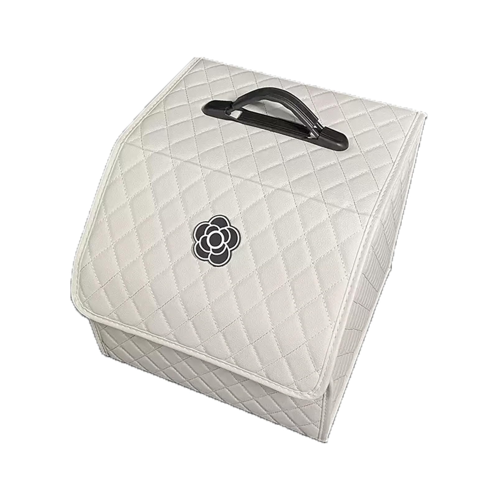 Boîte de rangement de voiture Tissting en cuir blanc 33x31x29 cm pour coffre et garage