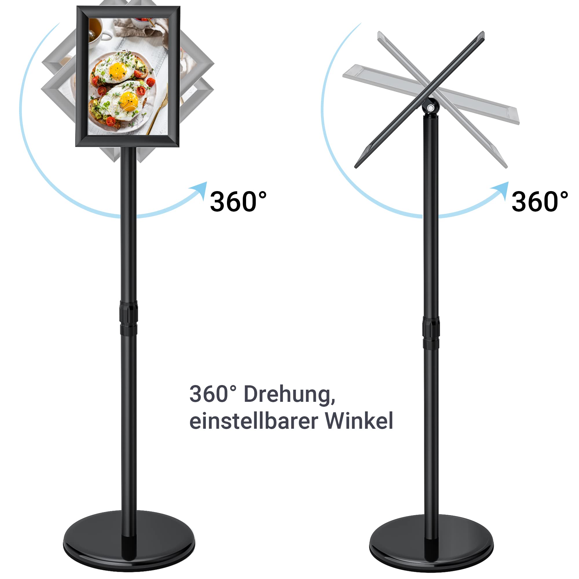 Supporto Per Informazioni A4 In Acciaio Inox - Altezza Regolabile 75-125 Cm, Per Manifesti