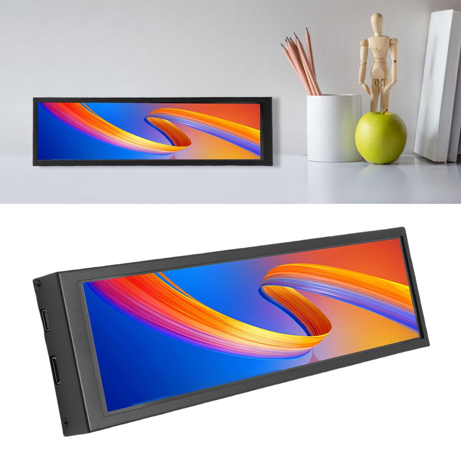 Monitor Secondario 8.8 Pollici 1920x480 IPS 178 Gradi Touch Capacitivo, Schermo Esteso USB-C per Statistiche PC in Gioco e Dashboard Twitch, Scocca in Lega di Alluminio 60Hz per Streamer e Sim Racer