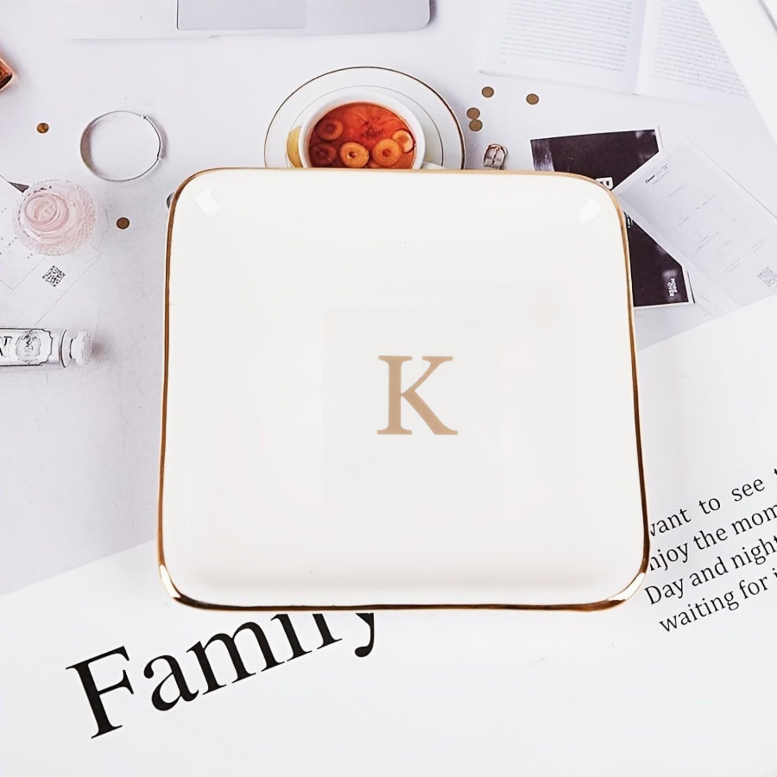 Ceramic Plates With Letter K, Milky White Kitchen Plates,Kitchen Dinnerware & Accessories For Wedding Gifts Souvenirs Housewarming Gifts Birthday Gift