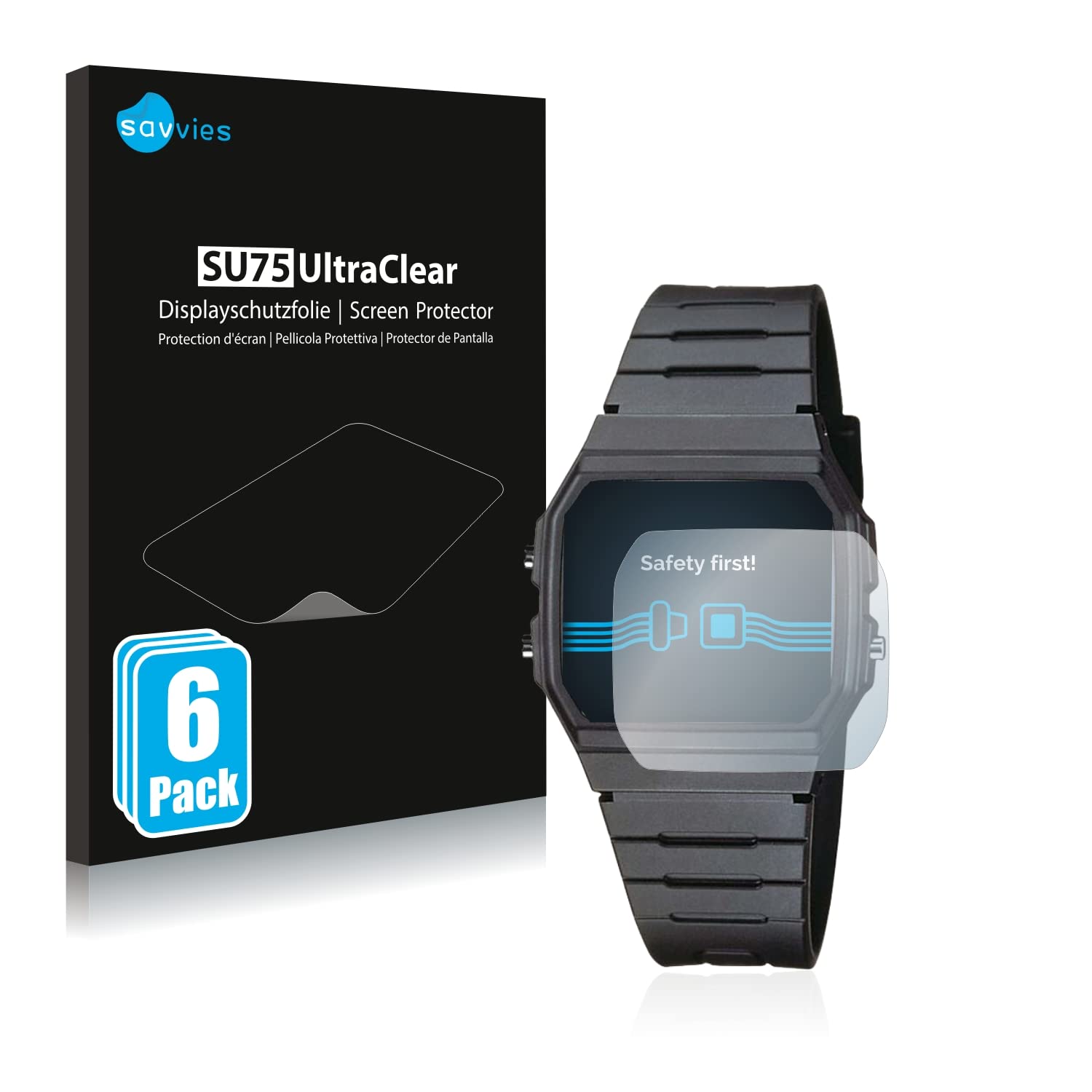 BROTECT Panzerfolie Für Casio F-105W-1AWYEF | 6 Stück | 9H Kratzfest | Anti-Fingerprint | Made In Germany
