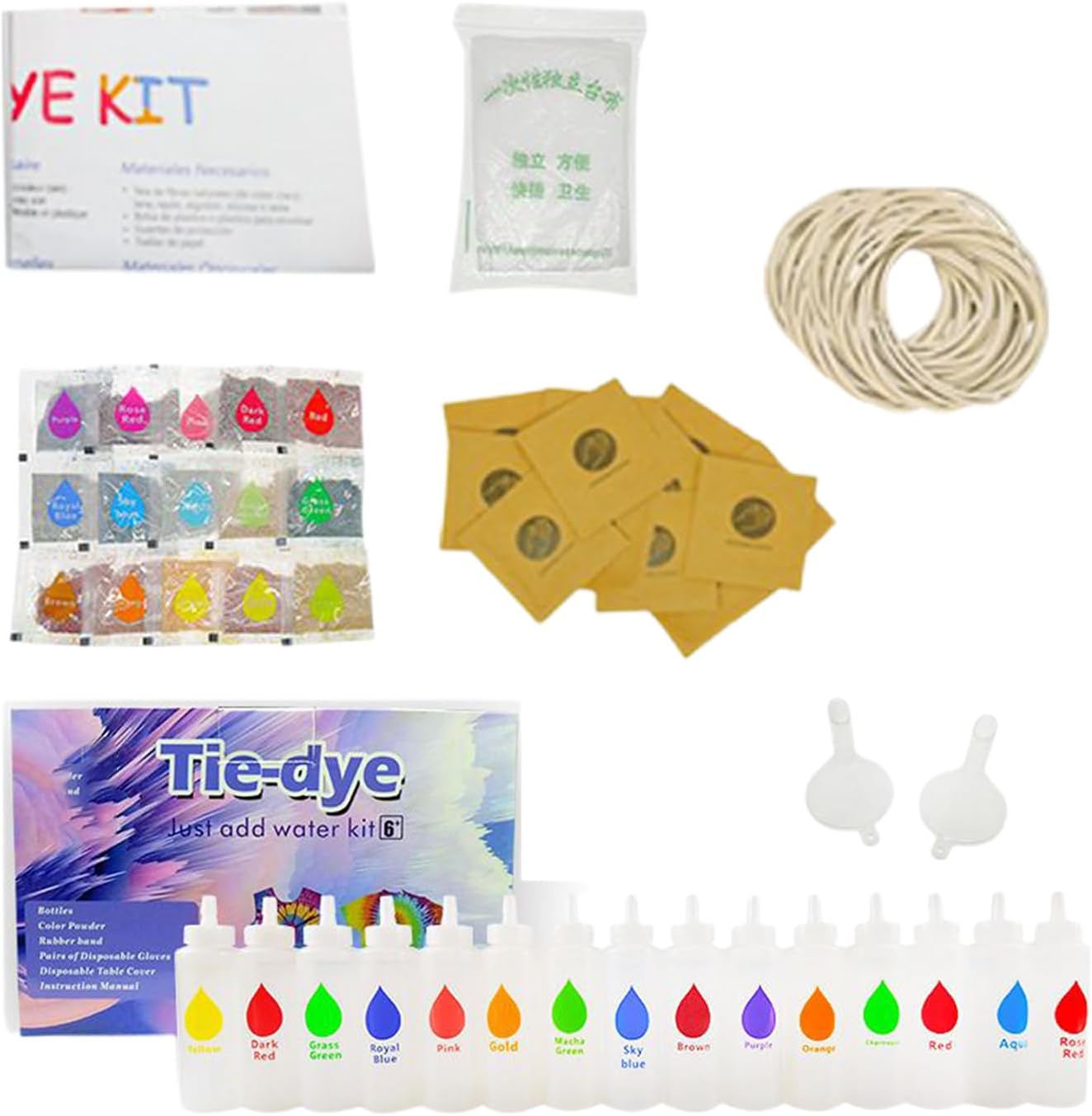Tie Dye Kit - Clothing Dyeing Tool - Fabric Tie Dye Kits | for Beginner Expert Family School Home Quilts Canvas Hats Shoes