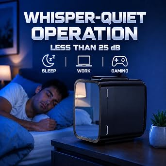 LIGIANT MF01C Mini Fridge, 7 Light Modes Including Flashing Marquee, Quiet Cooling & Warming Function, AC/DC Power, 4 L/6 Cans Capacity, Small Refrigerator for Gaming Room, Bedroom, Office and Car