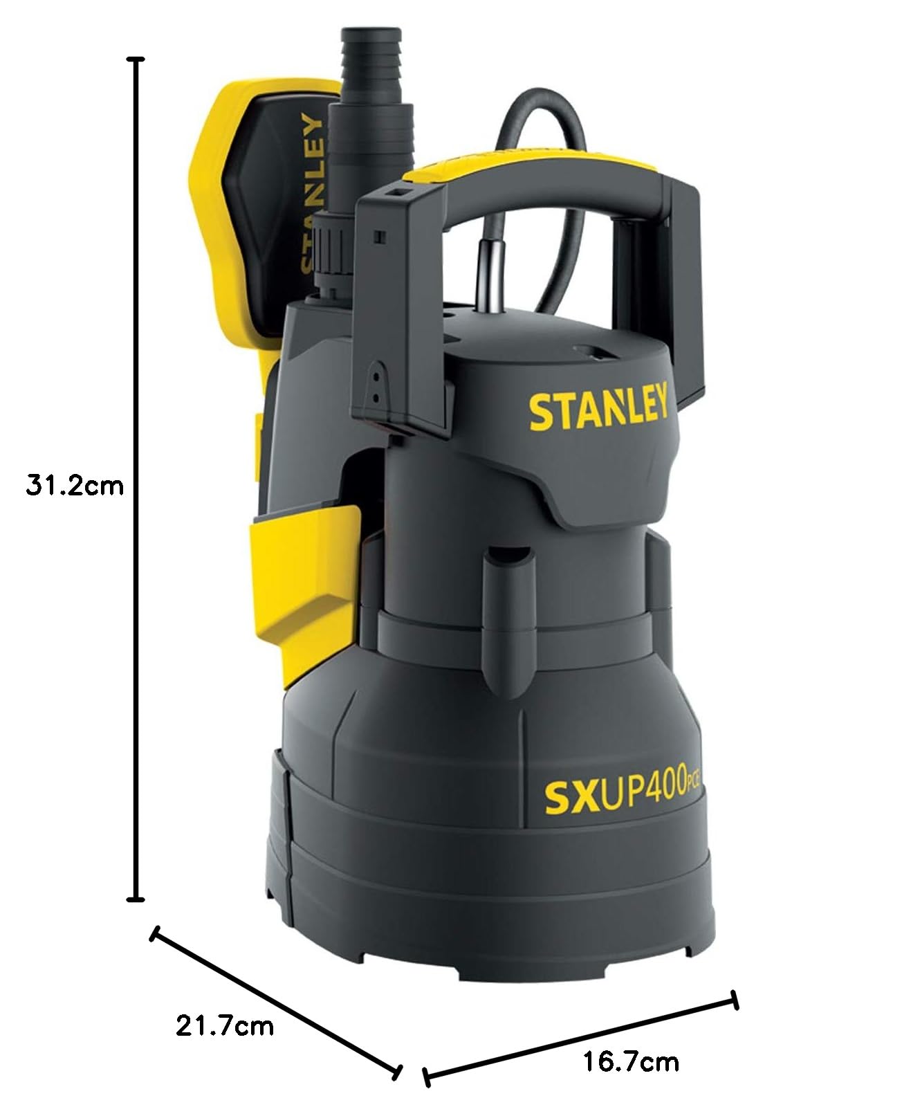 Stanley Pompe Immergée SXUP400PCE pour Eaux Claires (400 W,Débit max. 9.000 l/h,Hauteur d'élévation max. 8 m)