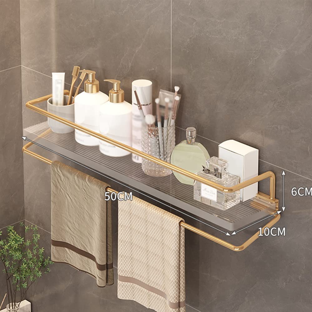 LUUYYI Modernes Wand-Eckregal mit Handtuchhalter, 50 cm, transparentes Acryl, schwebende Regale für Badezimmer, Dusche, Make-up, Küche, Aufbewahrungslösungen (Silber, 50 cm)