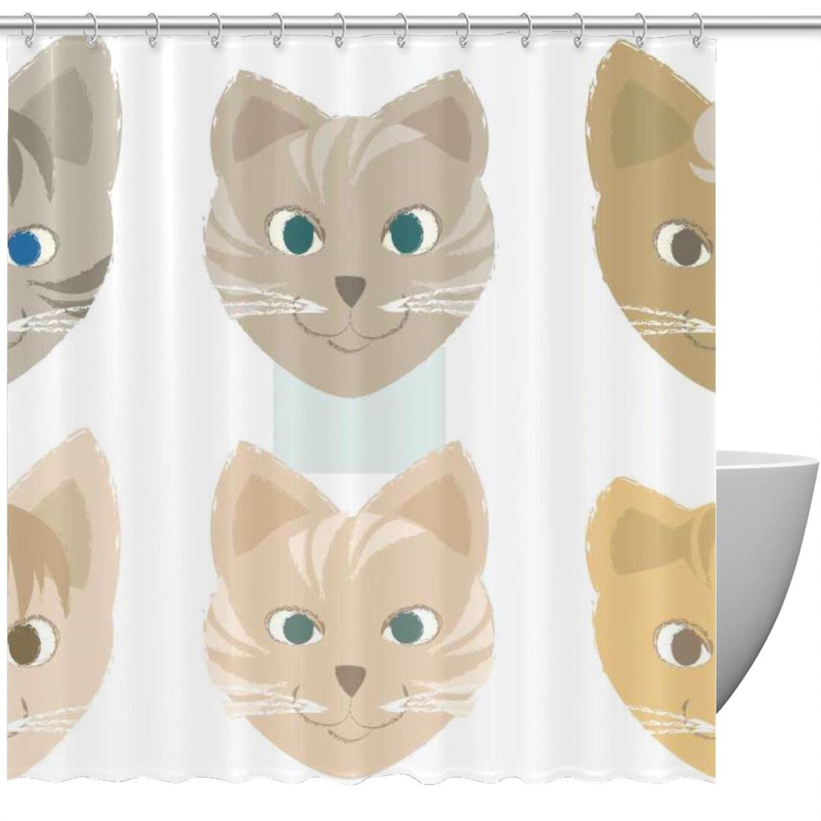 Rideau de douche imperméable 168x183 cm évite les moisissures style chat original