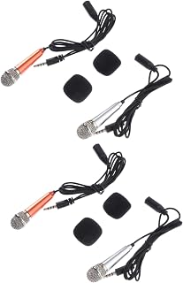 COSMEVIVI 4piezas Mini Micrófono Portátil Para Móvil y Ordenador Micrófono De Karaoke Para Grabaciones y Entrevistas Plateado y Rosa