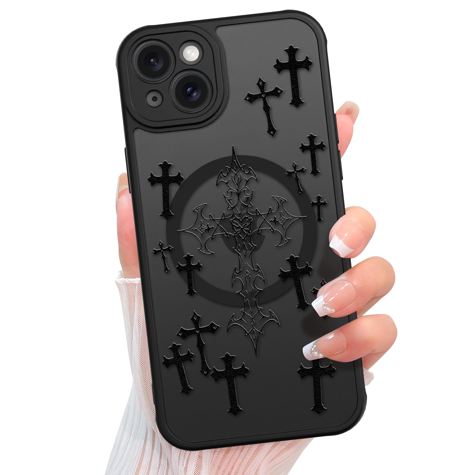 KANGHAR Magnetic Case for iPhone 13 [Compatible with MagSafe] Aesthetic Cross Jesus Christian Design for Women Girls Men, Soft TPU Bumper Hard Back