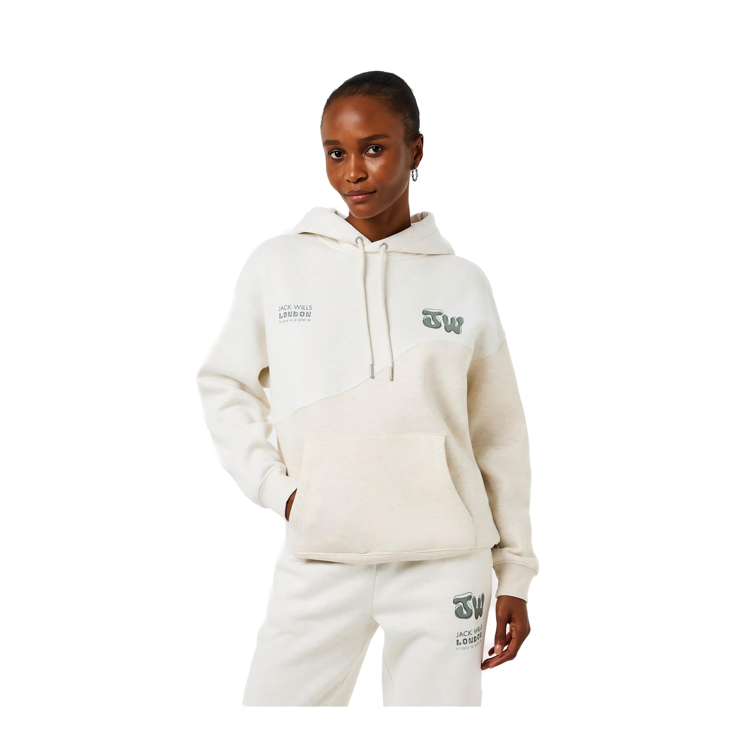 Jack Wills Womens Splice Hoodie Oat Marl XS