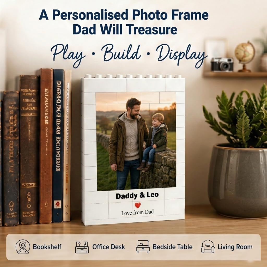 Personalised Photo Building Bricks Puzzle, Dad Gifts from Daughter Son, Custom DIY 3d Jigsaw Puzzle Board Photo Frame - Image 4