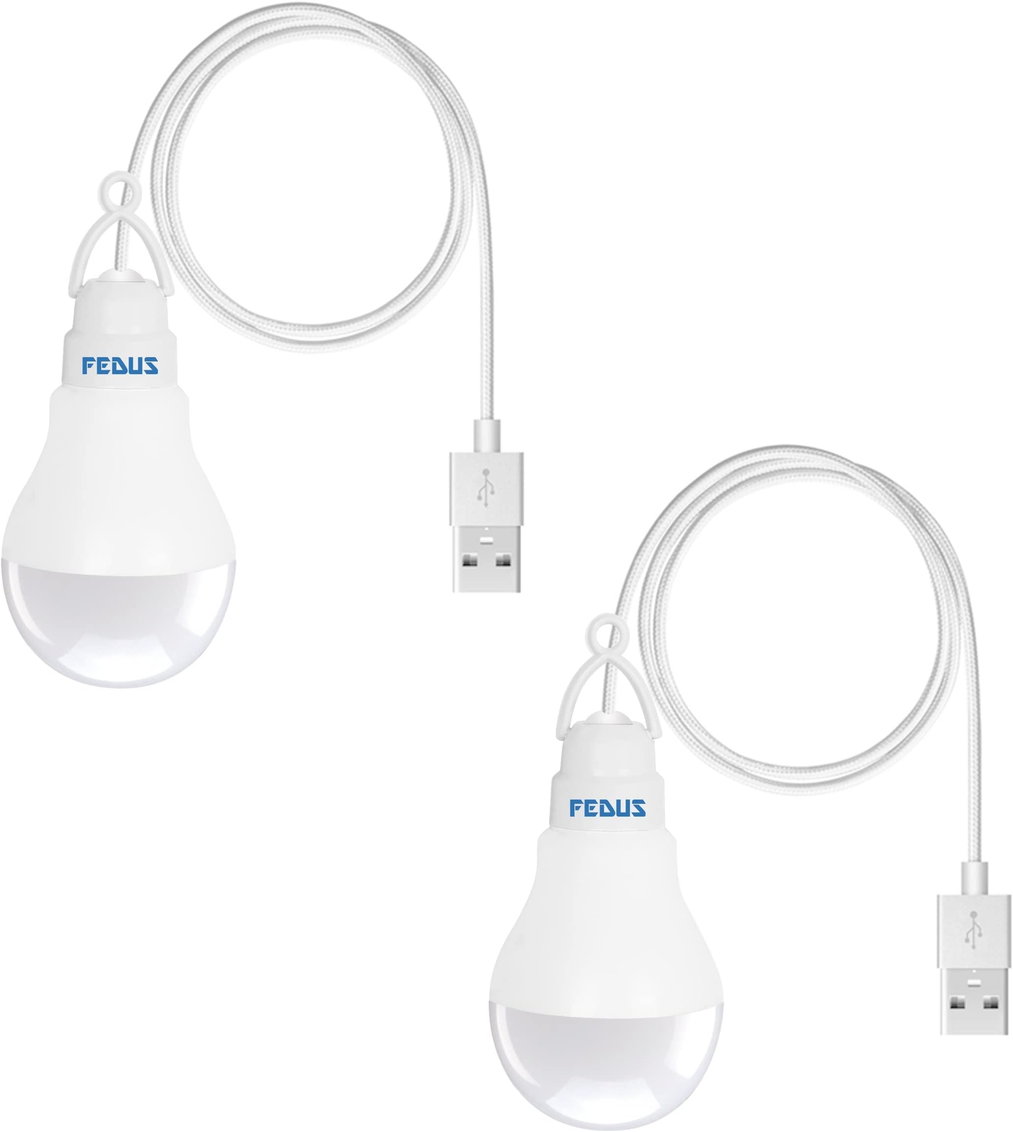 FEDUS USB Bulb for Power Bank, LED Light for Mobile Lamp, Mini Night Light - Portable White (Pack of 2)