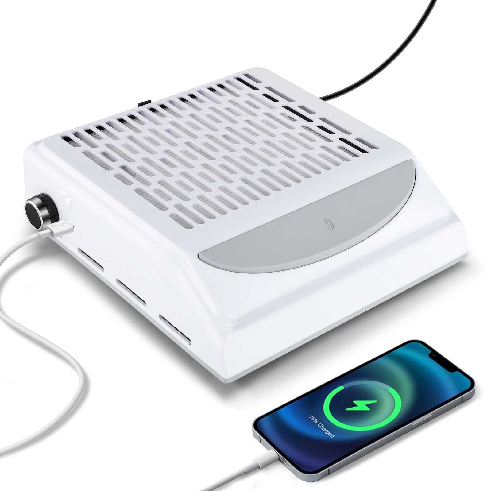 Aspiratore Unghie 100W,aspiratore unghie professionale,Vacuum Nail Speed Regolabile,Aspirapolvere per Manicure con Velocità Regolabile,Filtro Riutilizzabile e USB per Ricarica Smartphone