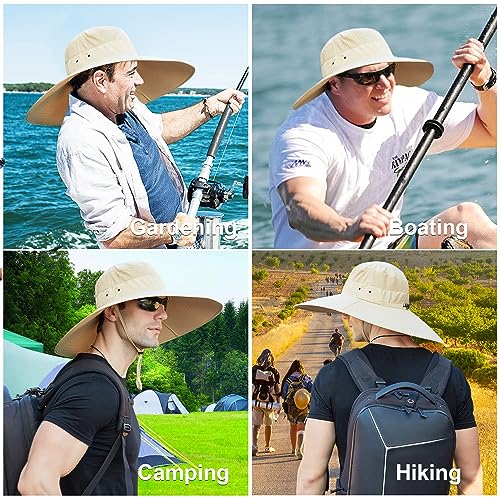 Image of Wide Brim Sun Hat for Men Women UV Protection Ventilated Summer Hats for Fishing Hiking Garden Beach