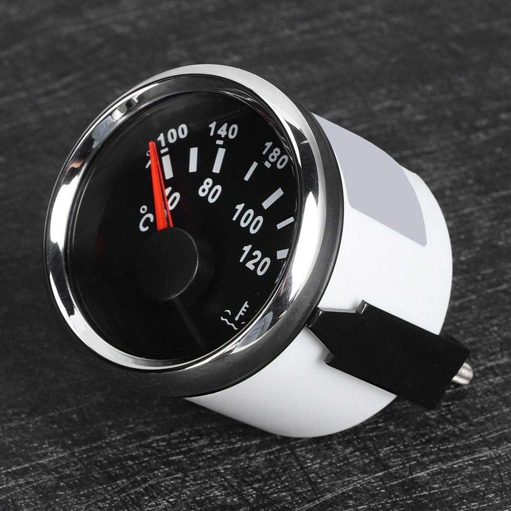 FastUU Medidor de Temperatura del Agua, 52 mm / 2 Pulgadas Medidor de Temperatura del Agua para Barcos a Prueba de Agua, Medidor de Temperatura del Agua del Motor Marino para Barcos, RV(Esfera Negra)