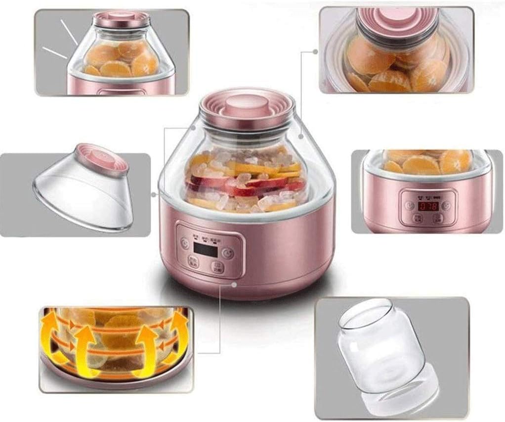 1.6L Automatic Yogurt Maker-Electronic Stainless Steel Liner Yogurt Maker Large Capacity Safe and Environmentally Friendly (Color : Purple)