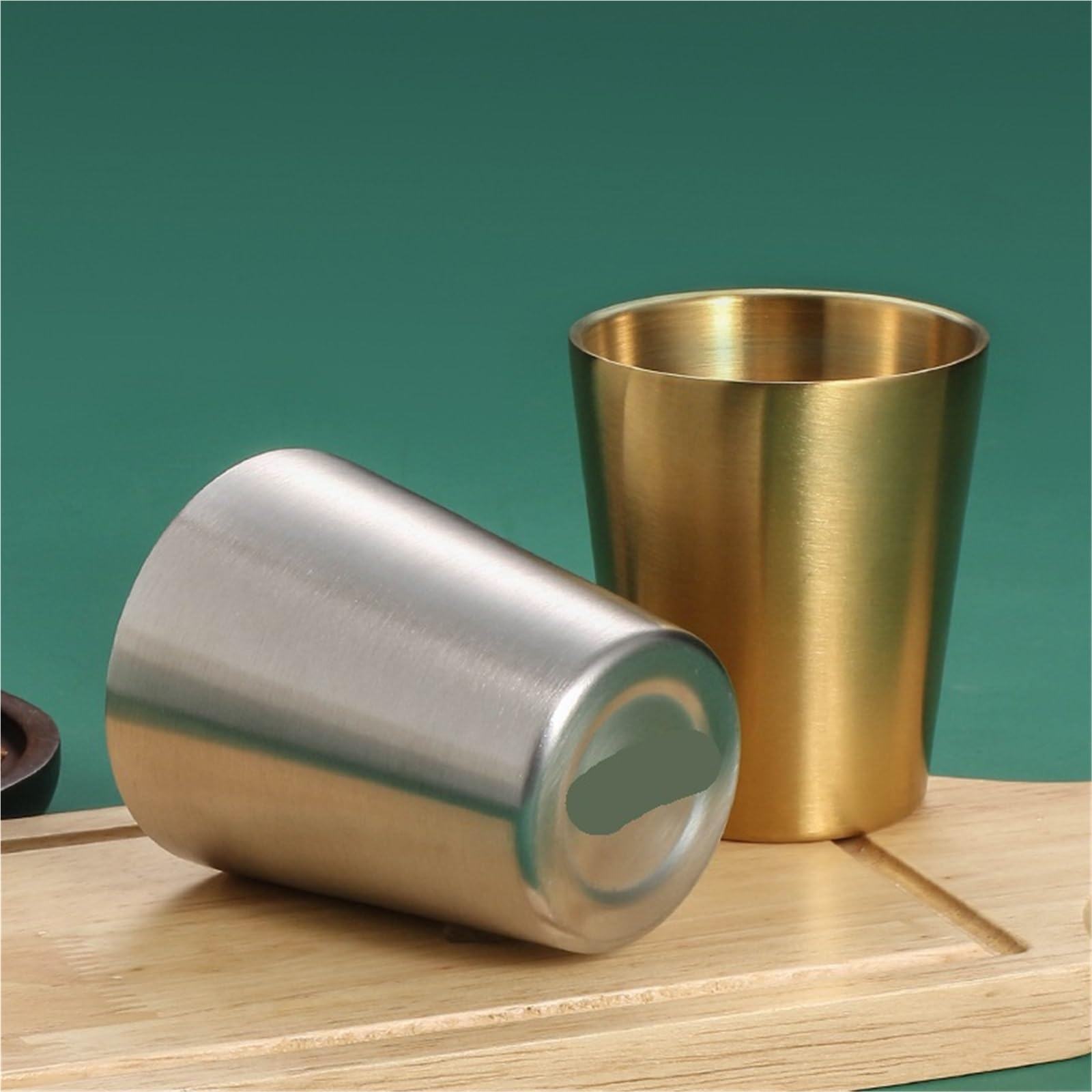 4 Pezzi In Acciaio Inox, Bicchiere Da Vino, Birra, Caffè, Acqua For Adulti, Dorato A Doppio Strato Per Viaggi E Campeggio(Gold Cup)